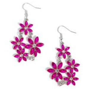 Paparazzi Floral Founder - Pink Gem Silver Earrings